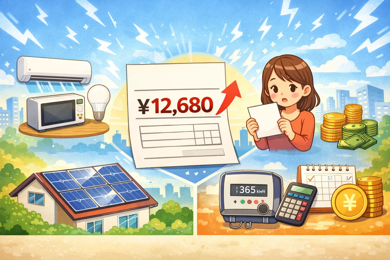 家庭用パチンコの電気代や消費電力をイメージしたビジュアル